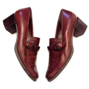 Enzo Angiolini Buckle Loafers Butter Soft Crocodile Leather Block Heels Pumps 7½